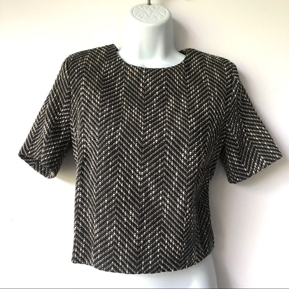 ASOS CROP TWEED SHORT SLEEVE TOP